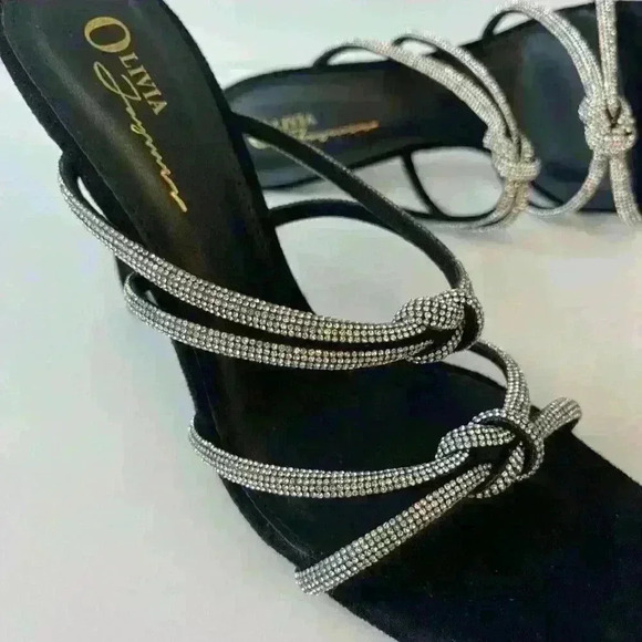 Black & Shiny diamonds /women sandals/ Size Us 8.5 - Picture 7 of 7